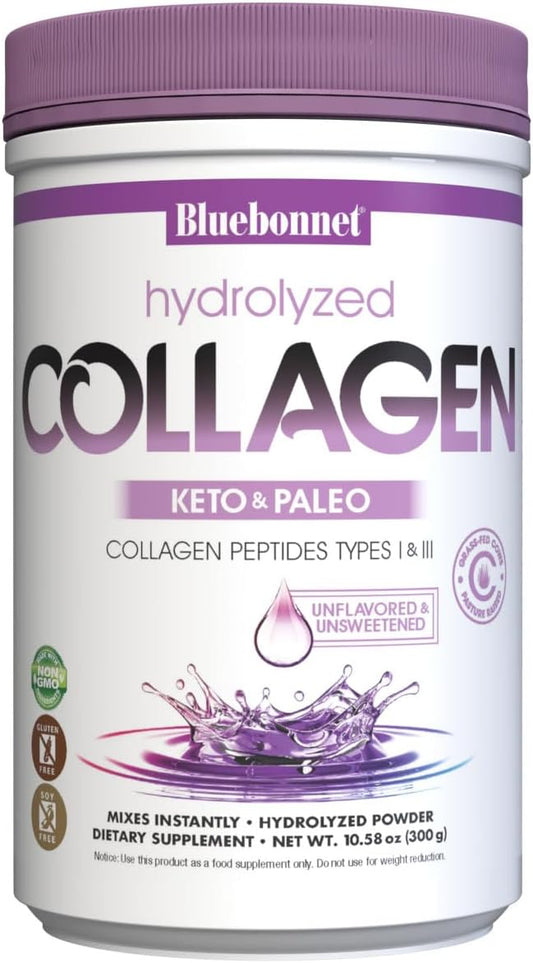 Hydrolyzed Collagen Powder for Hair, Skin, Nails Support - Non-GMO, Gluten-Free - Grass-fed Cows - 10.58 oz, 25 Servings