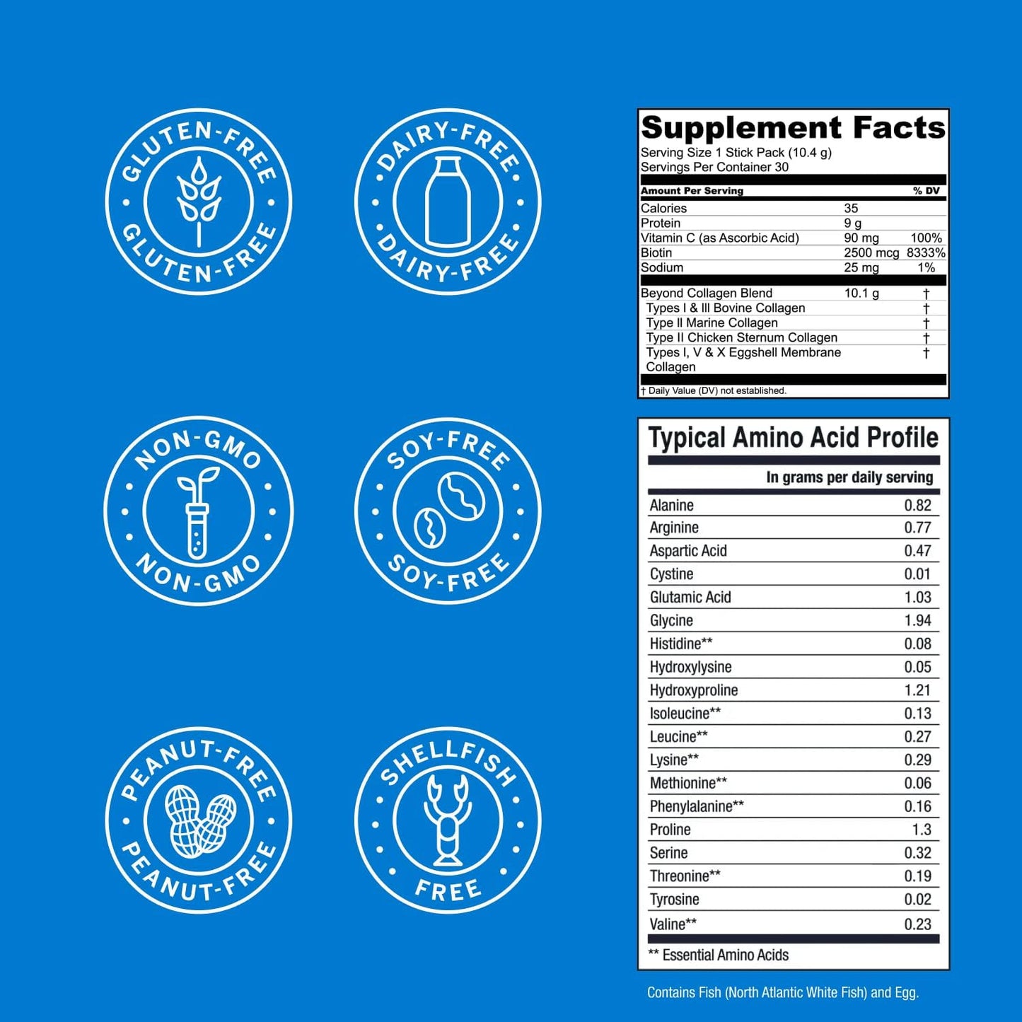 Hydrolyzed Collagen Powder Packets for Hair, Skin, Nails & Joints - Unflavored Grass-Fed Type I & III Collagen Supplements - 30 Packets - Live Conscious Beyond