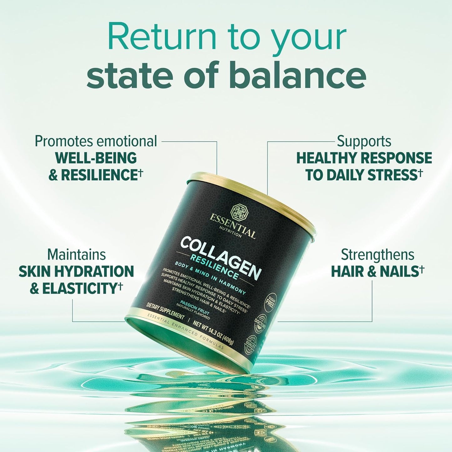 Hydrolyzed Collagen Powder with Hyaluronic Acid & Silicon - Passion Fruit Flavor - Sugar-Free & Keto Friendly - 14.3oz - 30 Servings