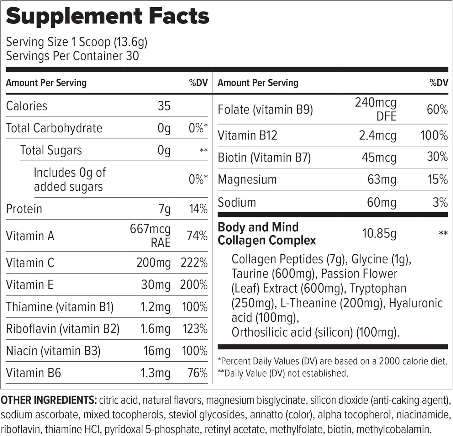 Hydrolyzed Collagen Powder with Hyaluronic Acid & Silicon - Passion Fruit Flavor - Sugar-Free & Keto Friendly - 14.3oz - 30 Servings