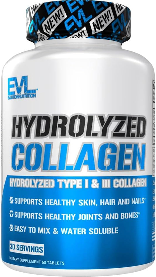 Hydrolyzed Collagen Supplement - 1400mg Type I & III for Joint, Bone, Skin, Hair, Nails - Keto, Paleo - 30 Servings