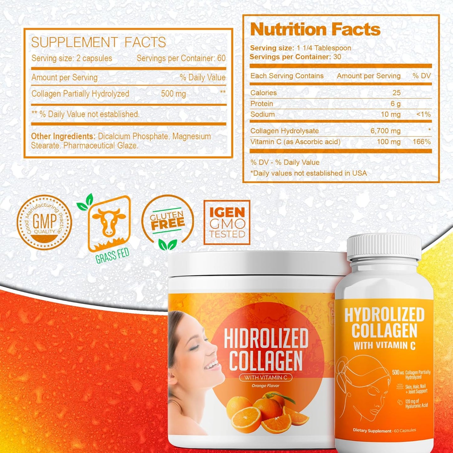 Hydrolyzed Grass-Fed Collagen Peptides Powder for Women | Supports Hair, Skin, Nails, Joints, Bones, and Gut Health | 200g (Pack of 2)