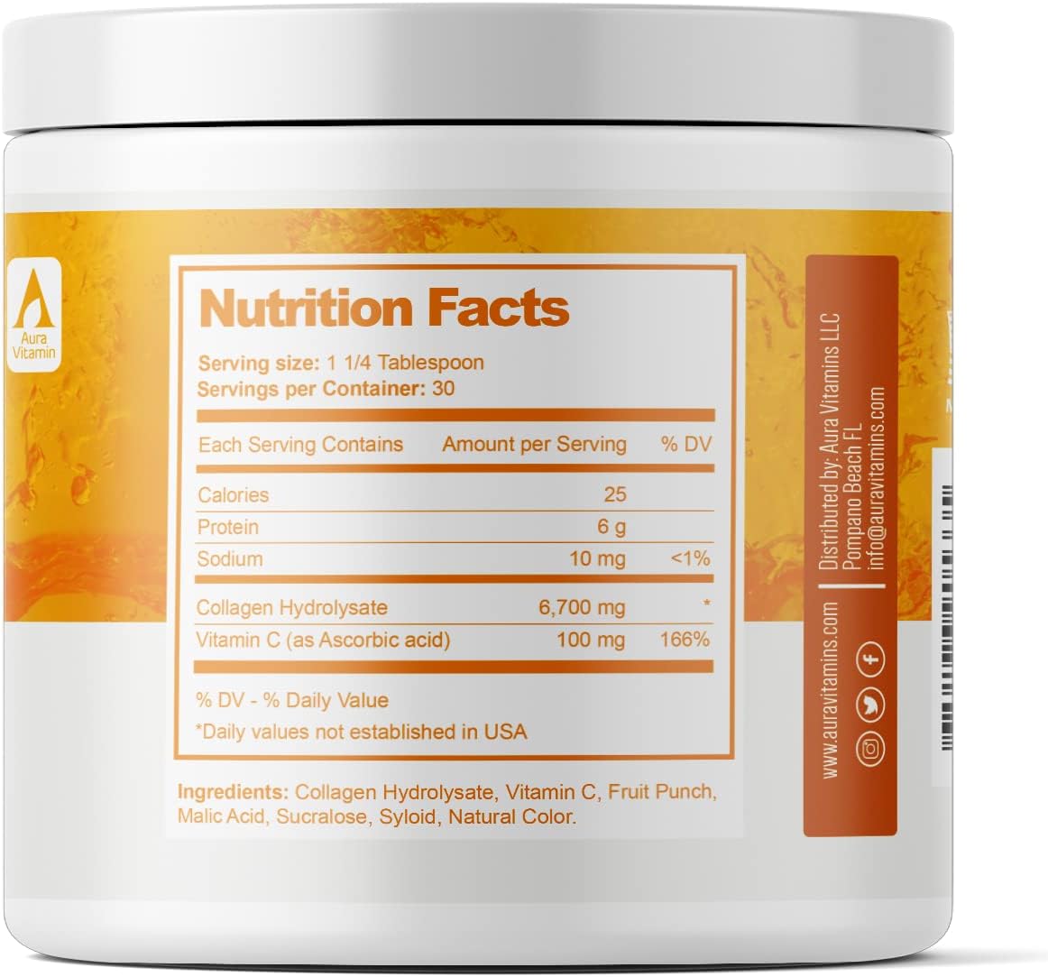 Hydrolyzed Grass Fed Collagen Peptides Powder for Women | Supports Hair, Skin, Nails, Joints, Bones, and Gut Health | 200g (Orange)