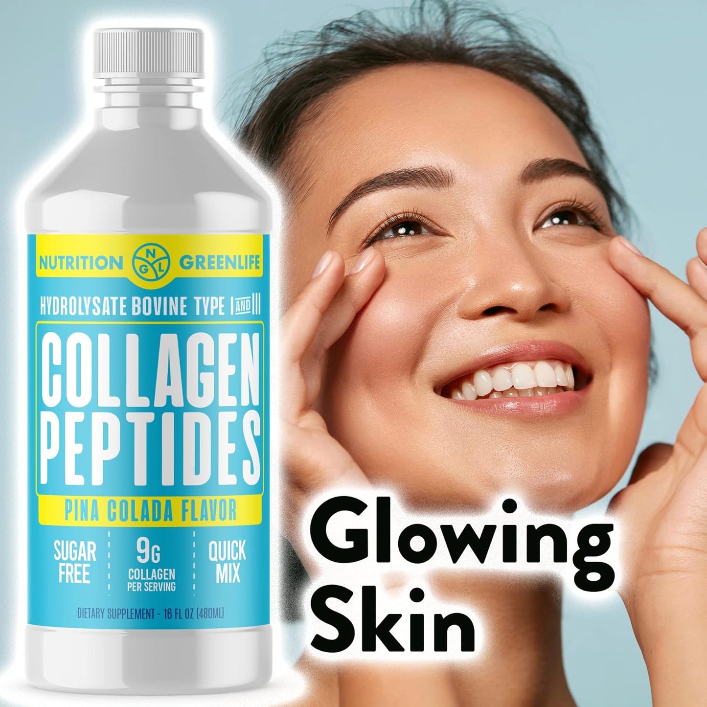 Hydrolyzed Liquid Concentrate Collagen Peptides 9000mg Hair Skin Nail Health Supplement - Sugar Free - BoostGo Australia