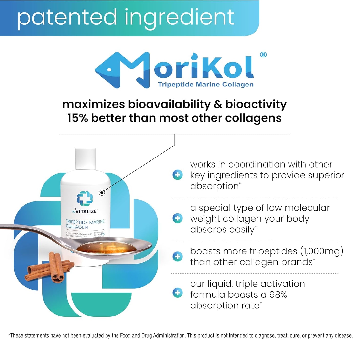 Hydrolyzed Marine Collagen Peptides Supplement for Anti-Aging & Healthy Hair, Skin, Nails, Joints - Cinnamon Flavor - 30 Servings