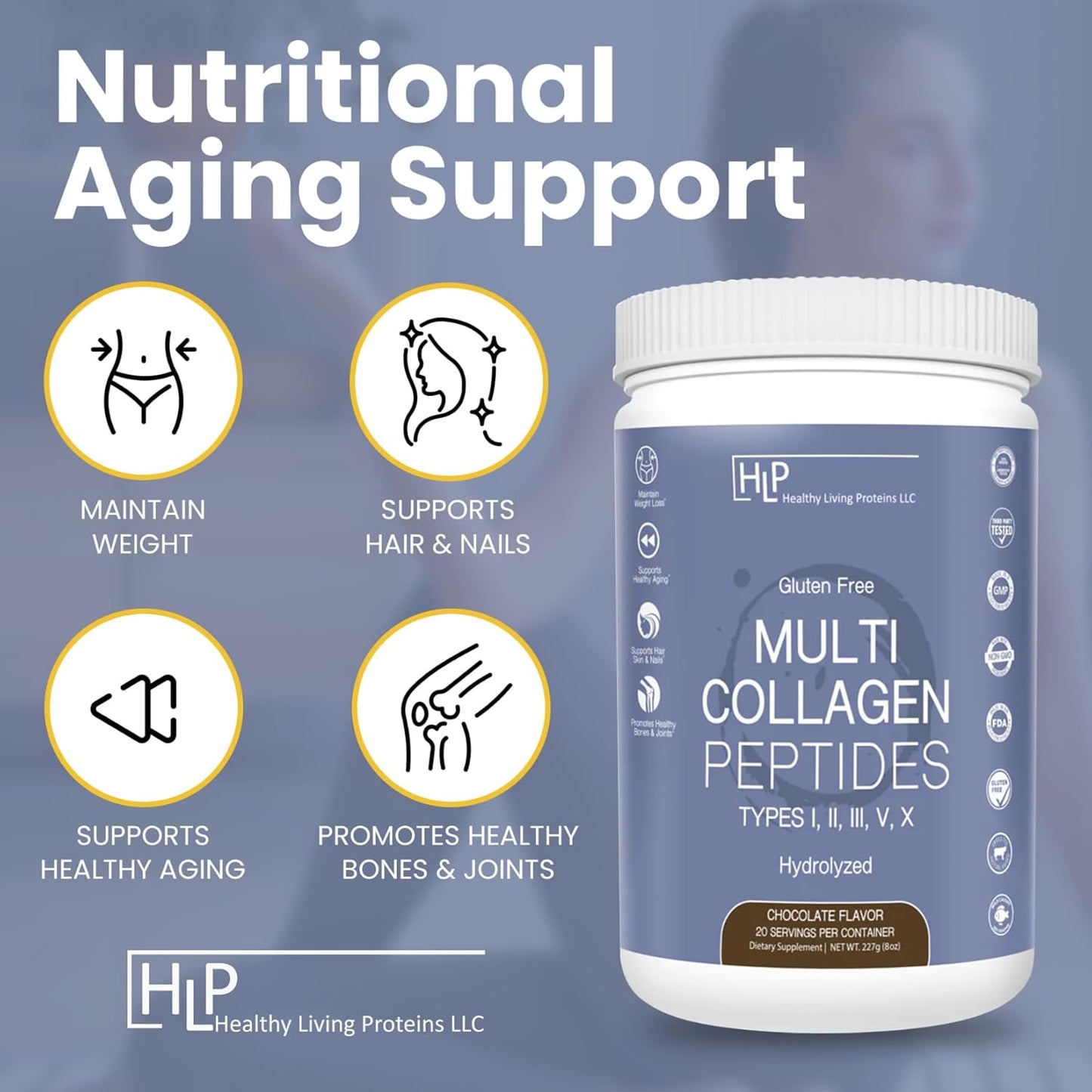 Hydrolyzed Multi Collagen Peptides Powder - Grass Fed Bovine, Wild Caught Marine, Free Range Chicken - Chocolate Flavor, 8 oz