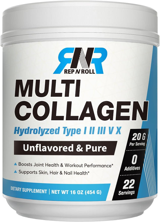 Hydrolyzed Multi Collagen Peptides Powder for Women and Men - Grass-Fed, Pasture-Raised, Unflavored, Sugar-Free, High Absorption - 16 oz