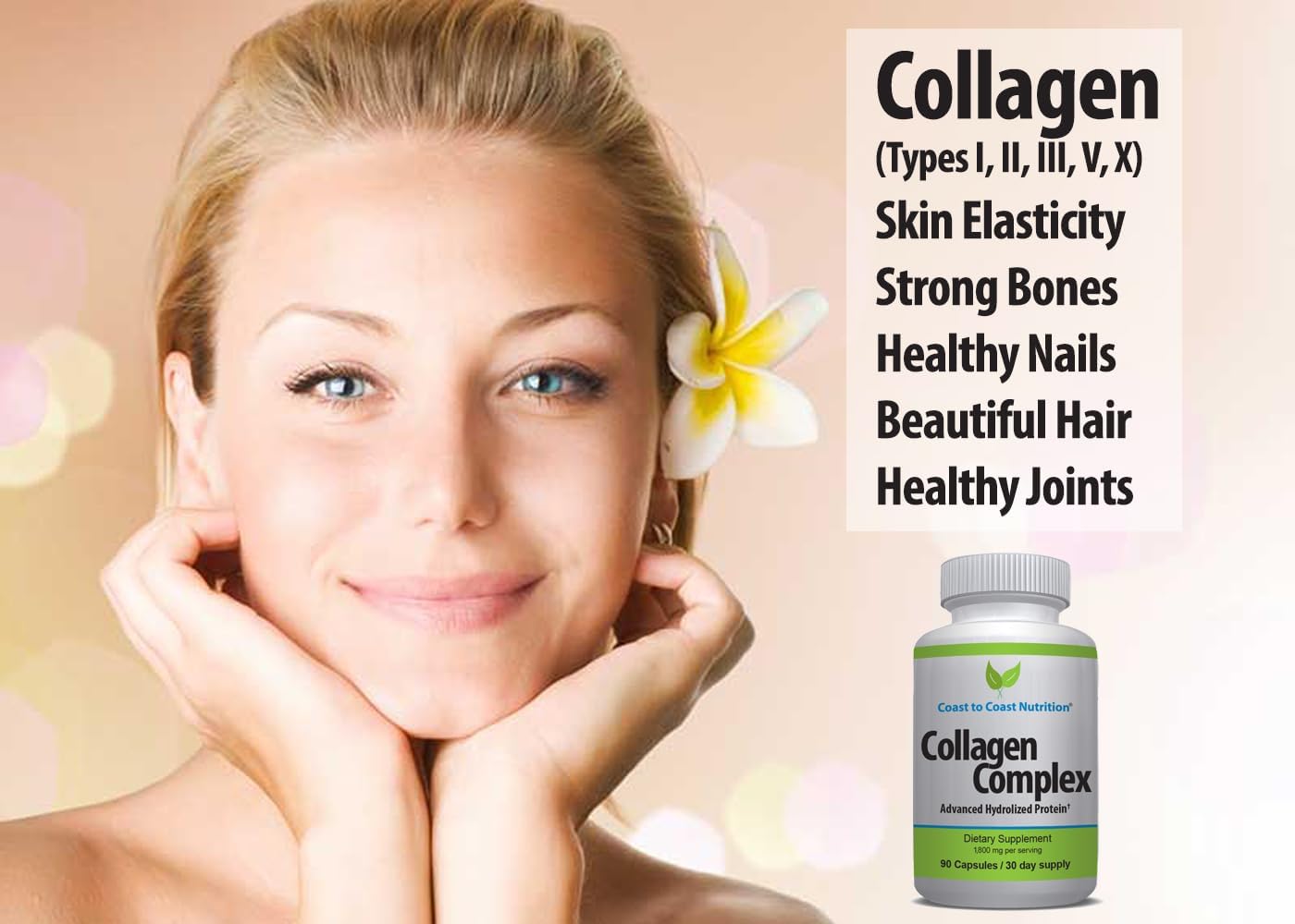 Hydrolyzed Multi Collagen Pills for Skin, Hair, Nails, and Joints - Natural Protein Supplement - 90 Capsules
