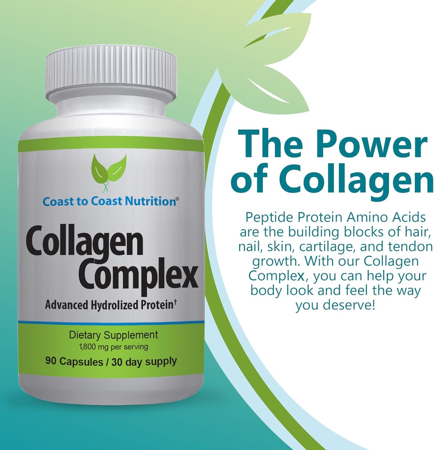 Hydrolyzed Multi Collagen Pills for Skin, Hair, Nails, and Joints - Natural Protein Supplement - 90 Capsules