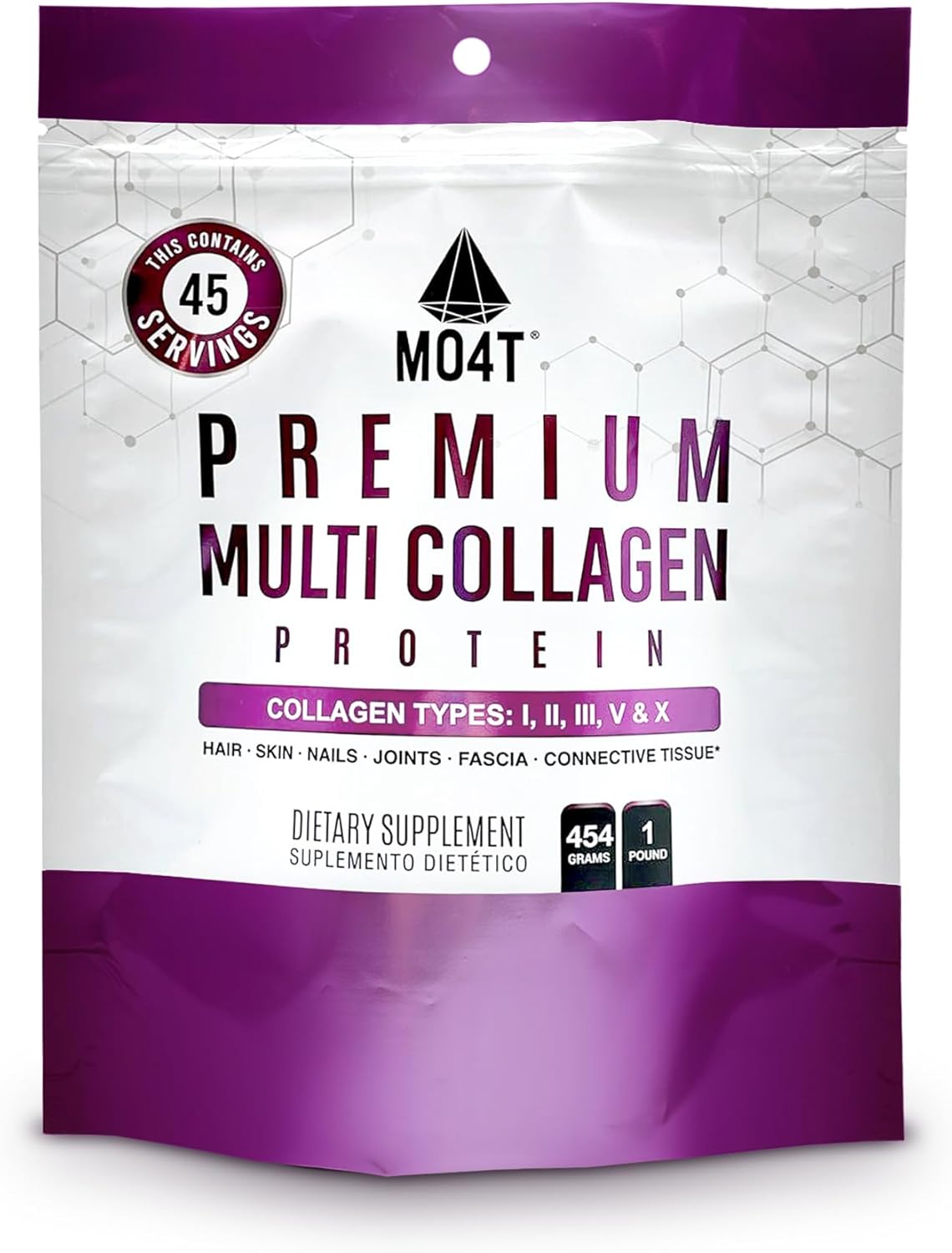 Hydrolyzed Multi Collagen Powder - Type 1, 2, 3, 5, 10 - Sugar-Free - Hair, Skin, Nail, & Joint Support - 1 Pound