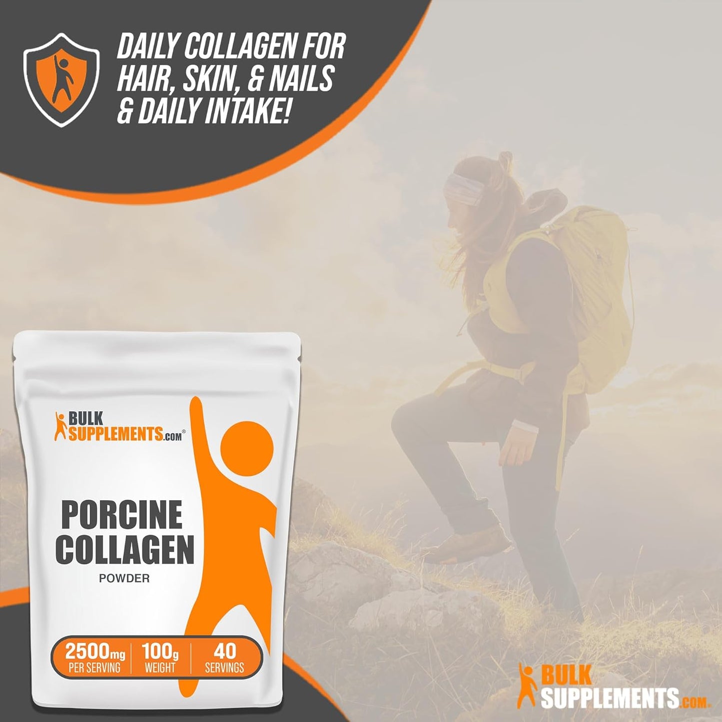 Hydrolyzed Porcine Collagen Powder - Gluten Free Collagen Supplement with 2500mg per Serving - 100g (3.5 oz) Pack of 1