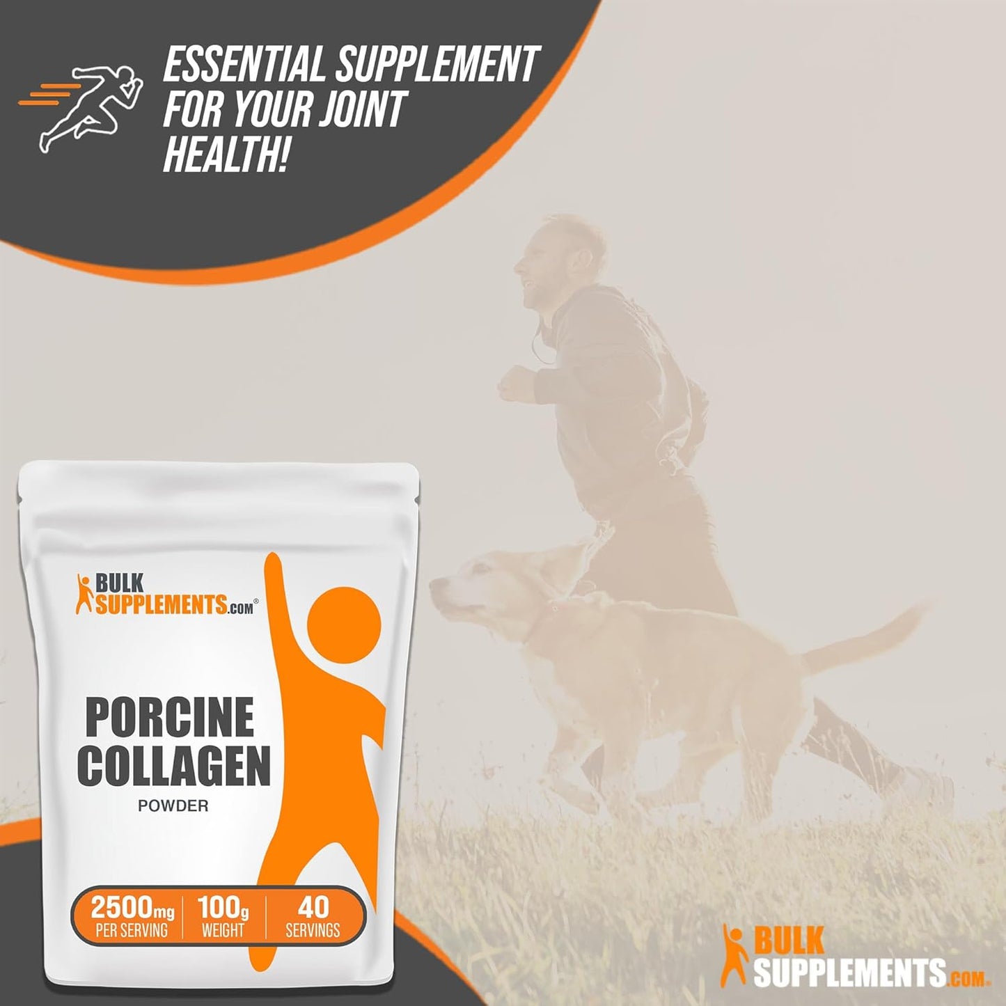 Hydrolyzed Porcine Collagen Powder - Gluten Free Collagen Supplement with 2500mg per Serving - 100g (3.5 oz) Pack of 1