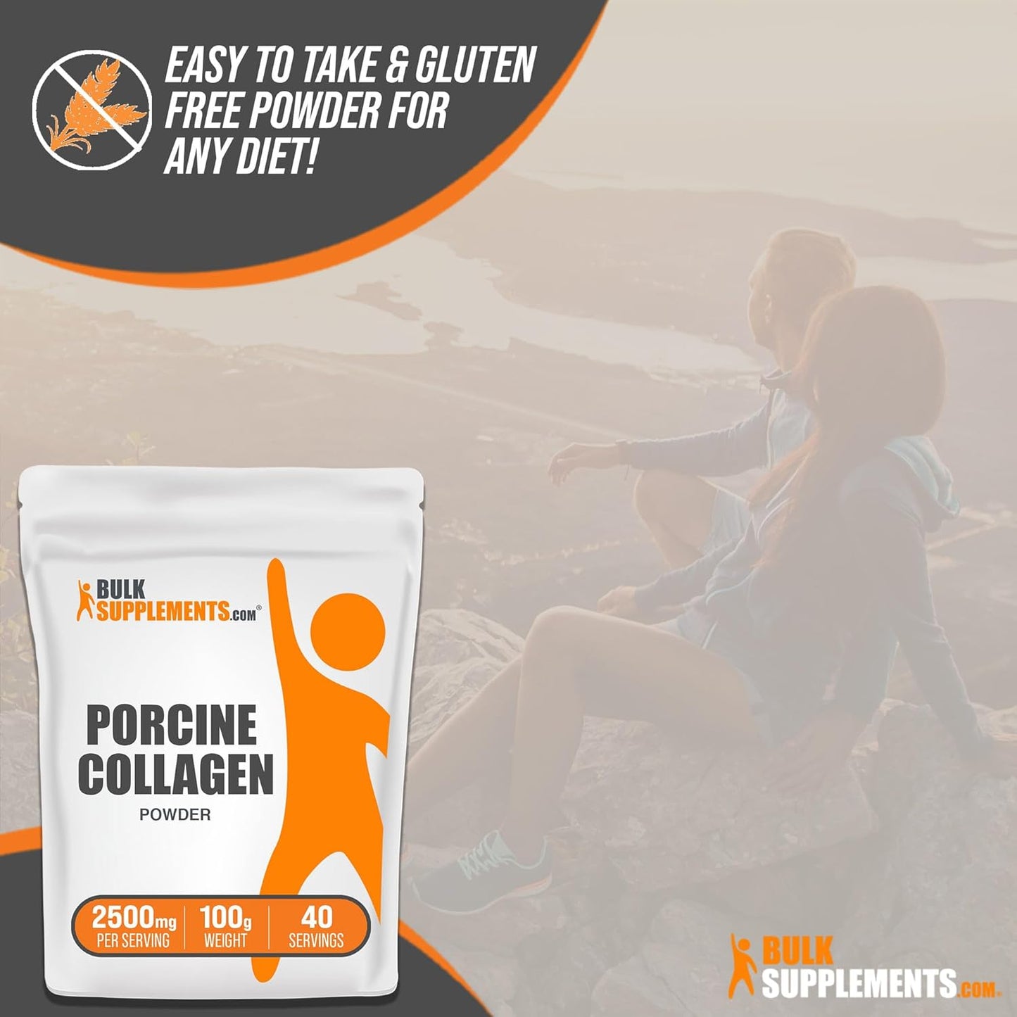 Hydrolyzed Porcine Collagen Powder - Gluten Free Collagen Supplement with 2500mg per Serving - 100g (3.5 oz) Pack of 1
