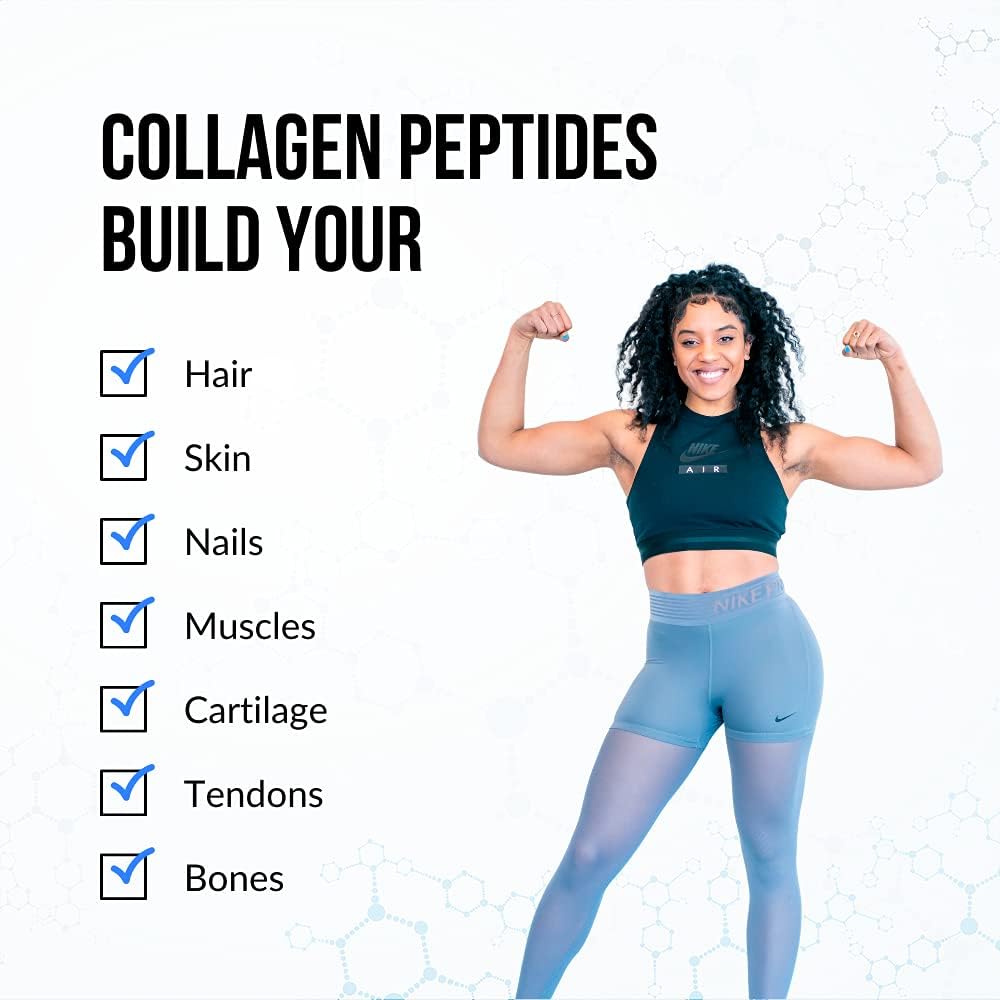 Hydrolyzed Type 1 and 3 Collagen Peptides Powder - Grass-Fed Bovine Source, 100% Cruelty-Free, Supports Hair, Skin, Nails & Joints, 11g per Serving, 41 Servings