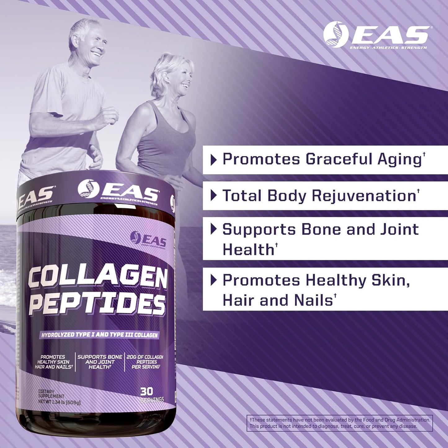 Hydrolyzed Type I & III Collagen Peptides Powder for Hair, Skin, Nails, Bone & Joint Health - 20g Per Serving - 30 Servings - Unflavored - BoostGo Australia