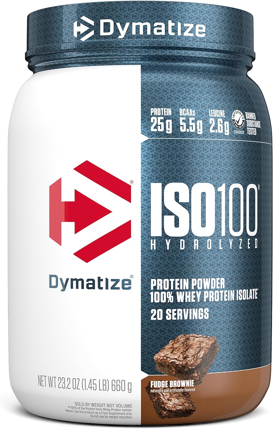 Hydrolyzed Whey Isolate Protein Powder, 25g Protein, 5.5g BCAAs, Gluten Free, Fast Absorbing, Fudge Brownie - 20 Servings