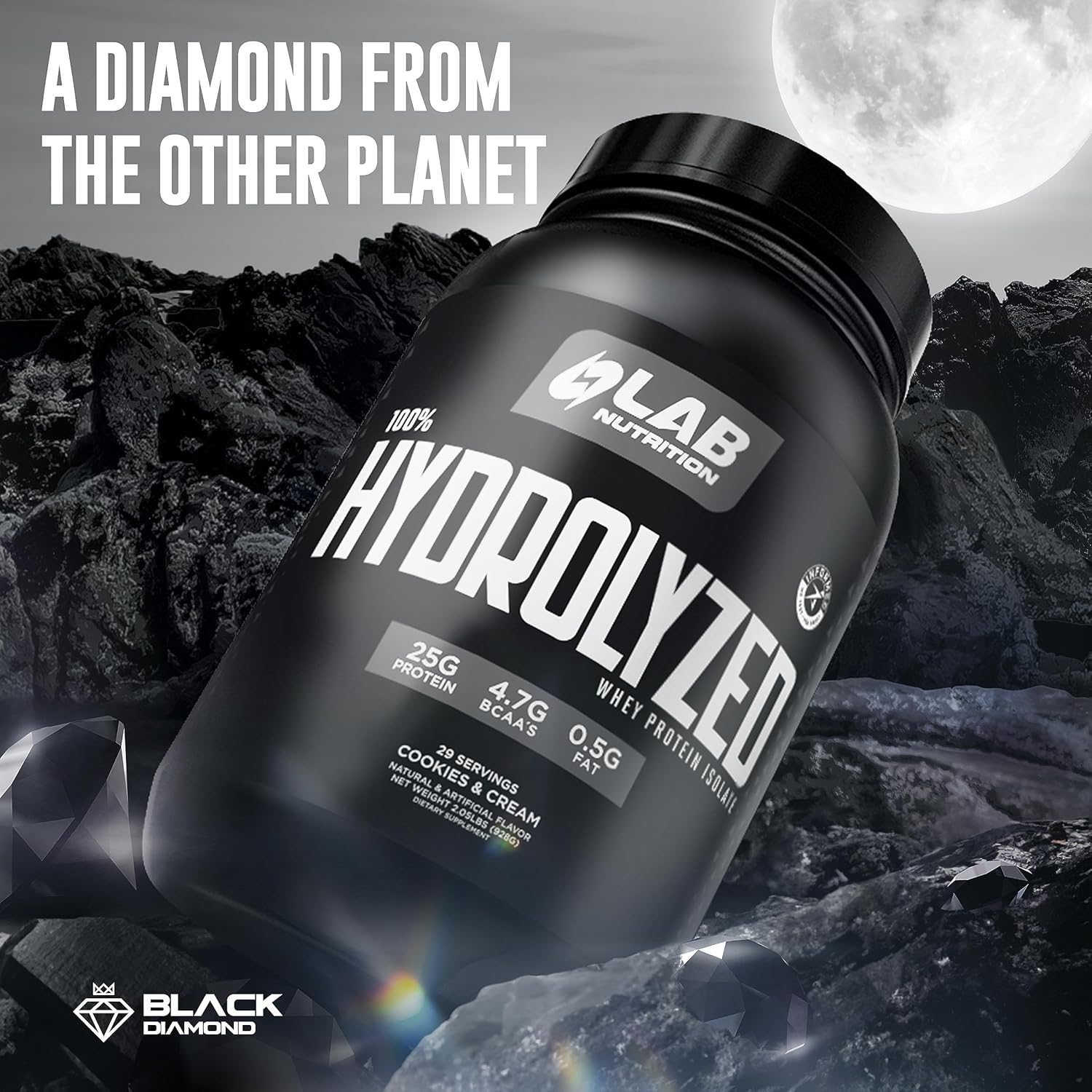 Hydrolyzed Whey Protein Isolate Powder 5lb - Cookies & Cream, 25g Protein/serving, Muscle Building, Lean Growth, Easy Digestion, Gluten & Lactose Free, Fast Absorption