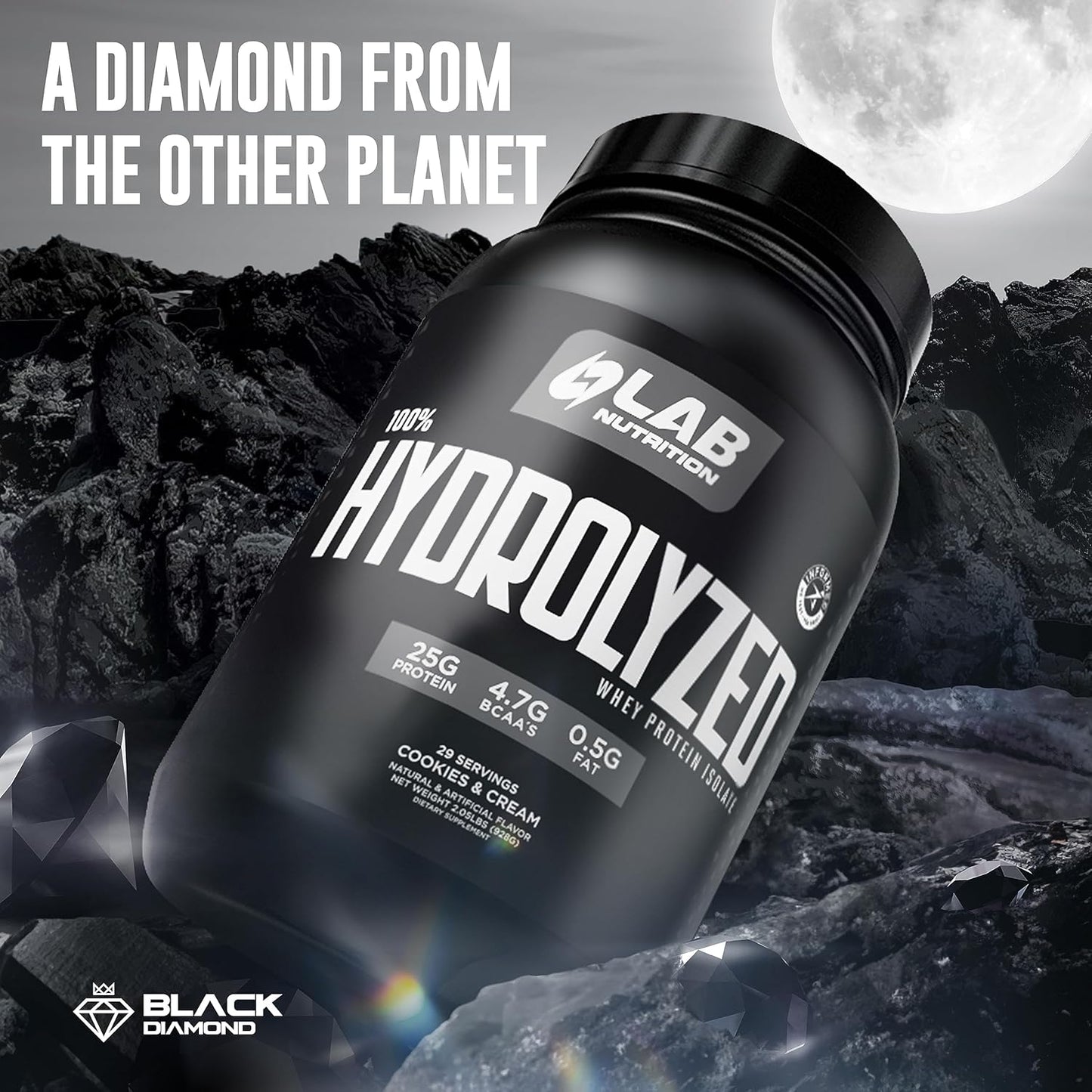 Hydrolyzed Whey Protein Isolate Powder 5lb - Cookies & Cream, 25g Protein/serving, Muscle Building, Lean Growth, Easy Digestion, Gluten & Lactose Free, Fast Absorption