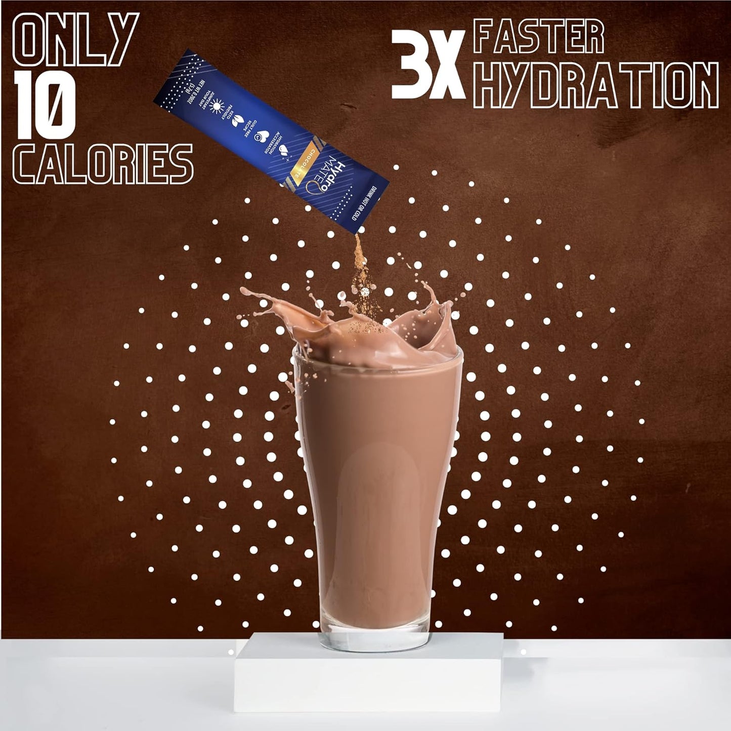 HydroMATE Electrolyte Powder Packets Drink Mix - Chocolate Flavor, Low Sugar, Vitamin C, Fast Recovery - 30 Count