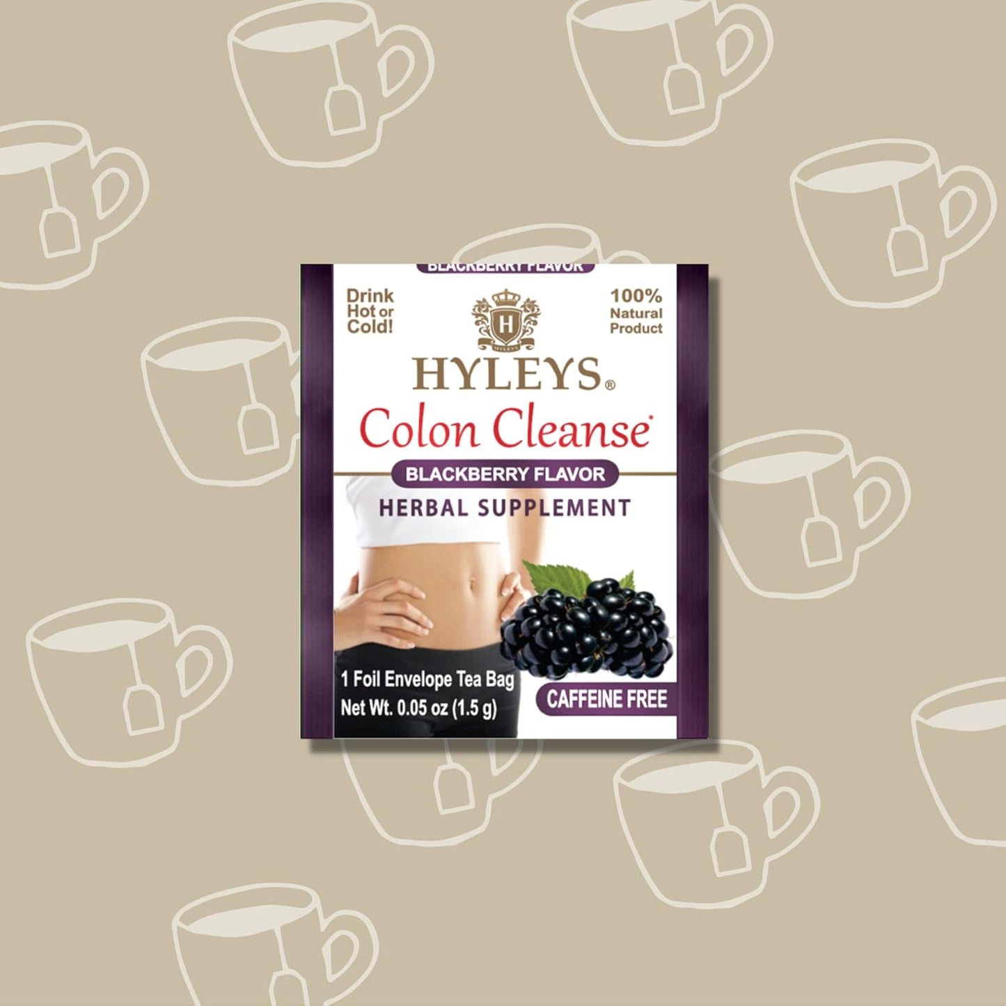 Hyleys Blackberry Colon Cleanse Tea - 6 Pack with 150 Tea Bags for Digestive Health