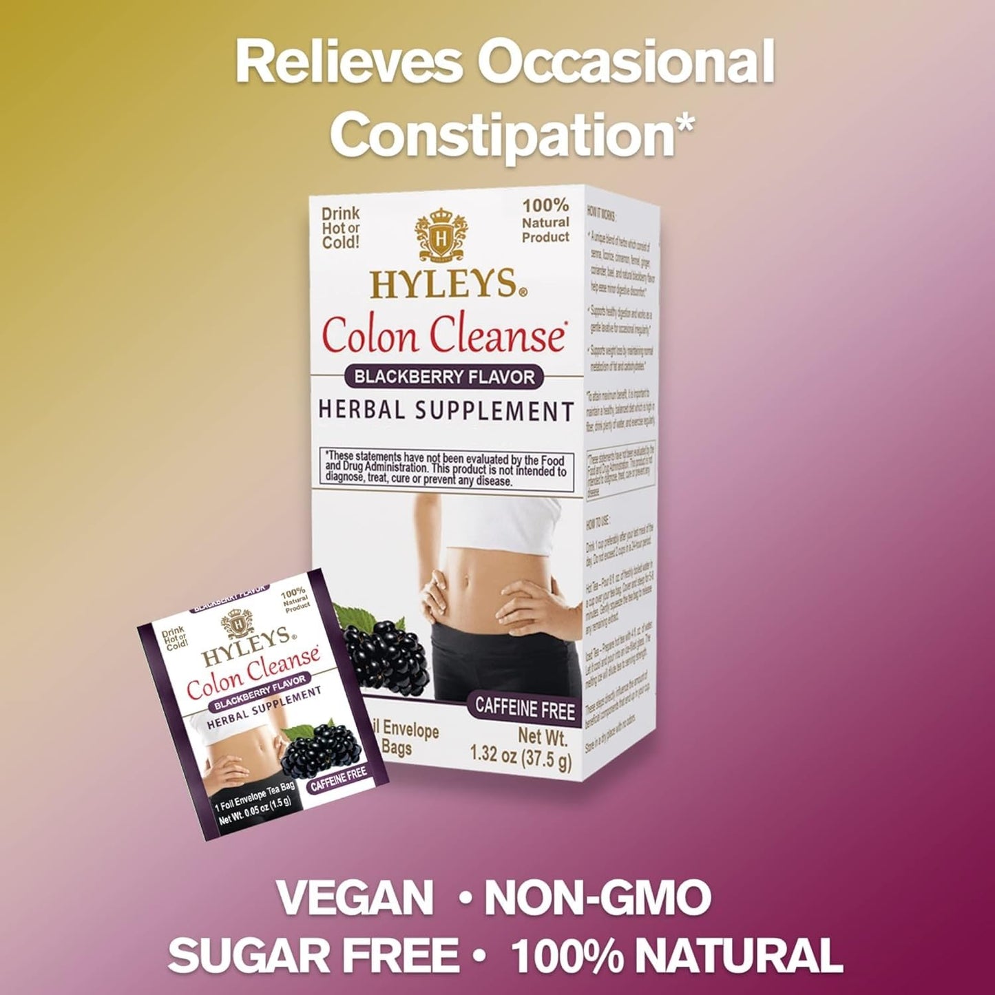 Hyleys Blackberry Colon Cleanse Tea - 6 Pack with 150 Tea Bags for Digestive Health