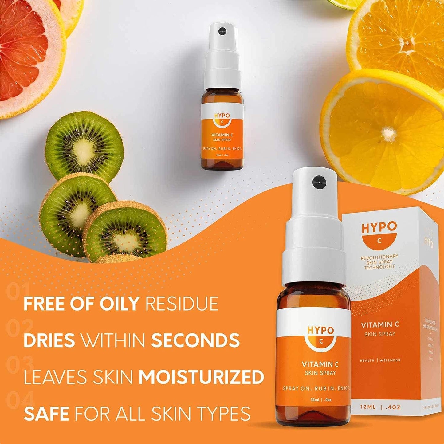 Hypo Vitamin C Spray 3000mg | Organic Topical Vitamin C | Fast Absorption | Immune System Supplement | 30 Day Supply
