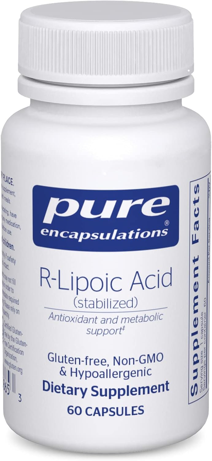 Hypoallergenic Pure Encapsulations R-Lipoic Acid (Stabilized) | Enhanced Antioxidant and Metabolic Support | 60 Capsules