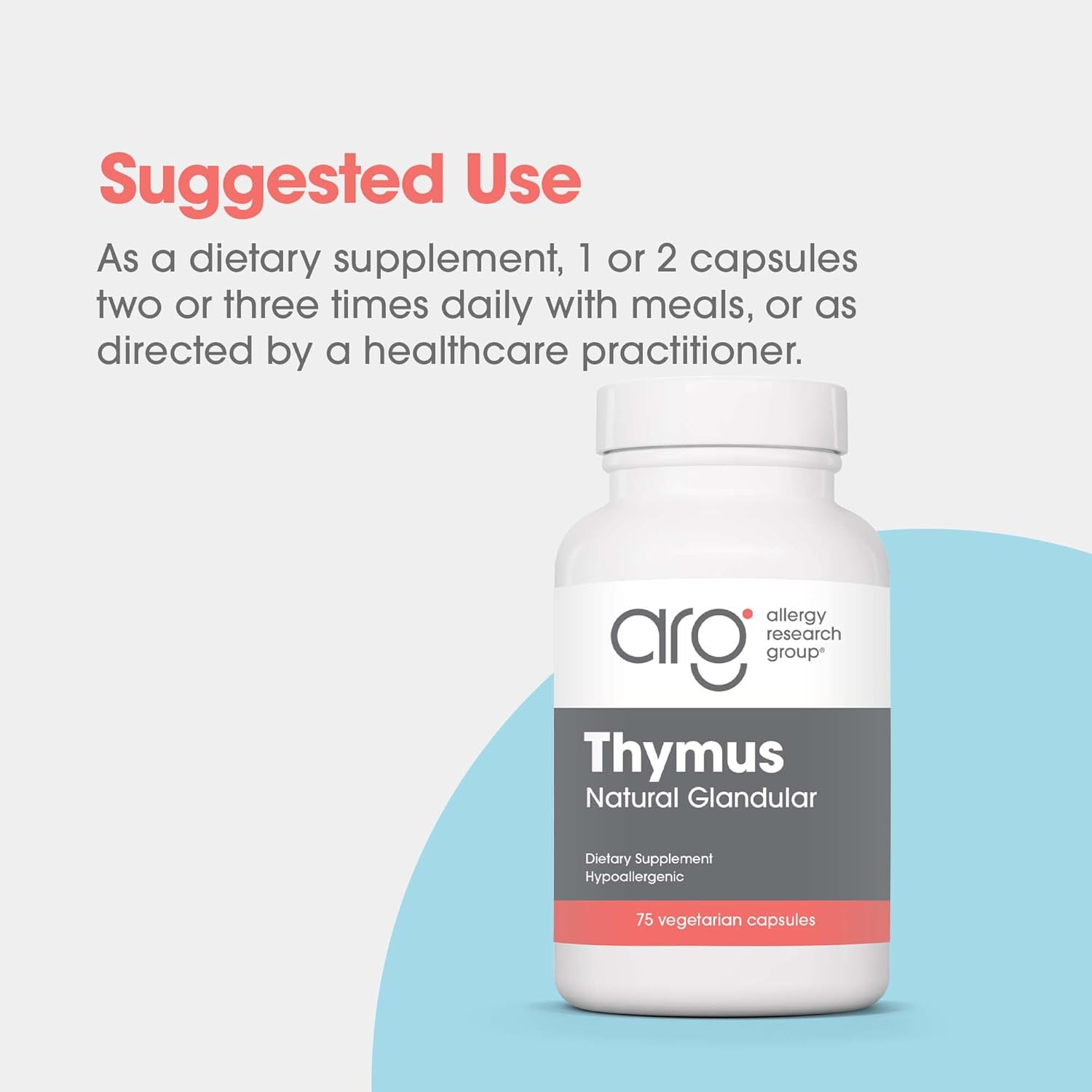 Hypoallergenic Thymus Supplement with 1000mg Raw Glandular Extract - 75 Count Pack