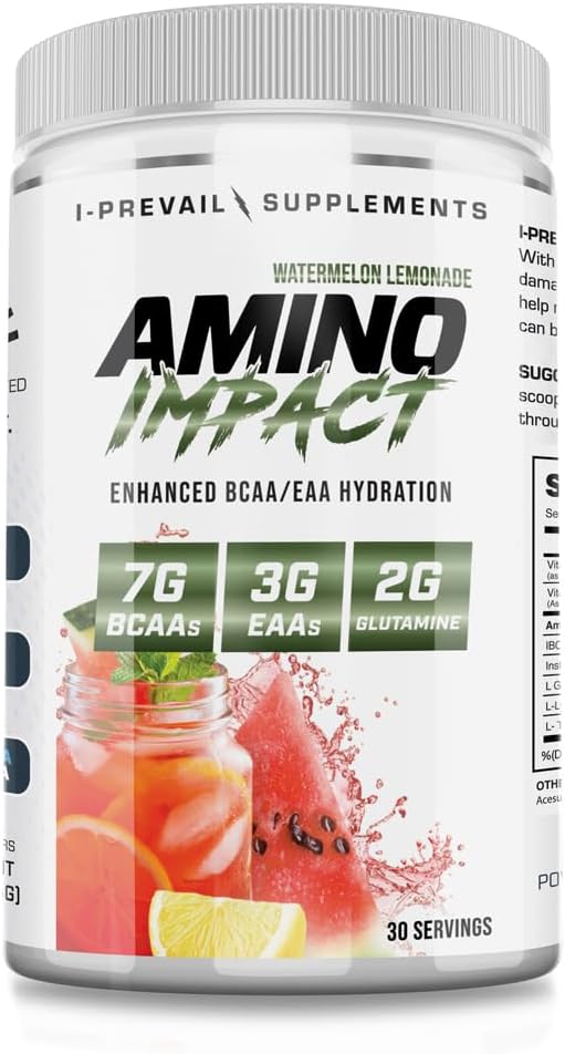 I-Prevail Amino Impact BCAA & EAA Hydration Recovery Formula - Keto Friendly | 7g BCAA, 3g EAA, 2g Glutamine | 30 Servings