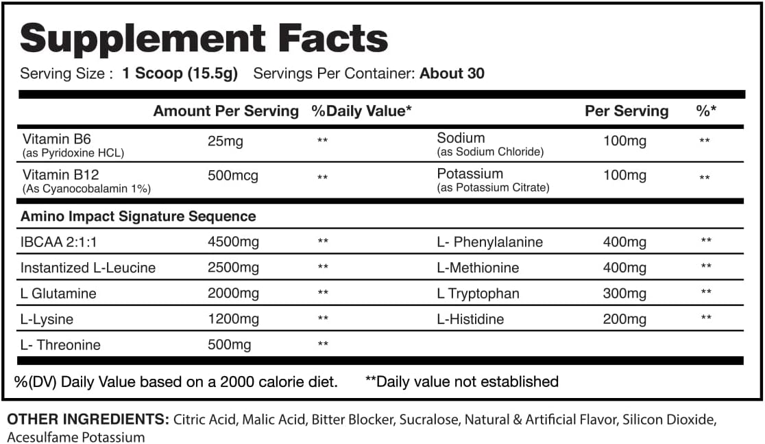 I-Prevail Amino Impact BCAA & EAA Hydration Recovery Formula - Keto Friendly | 7g BCAA, 3g EAA, 2g Glutamine | 30 Servings