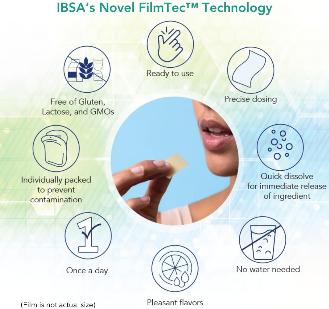 Ibsa FilmTec B12 Oral Dissolving Films - 500 mcg Vitamin B12 Supplement for Immediate Release - Gluten-Free, Lactose-Free, Sugar-Free