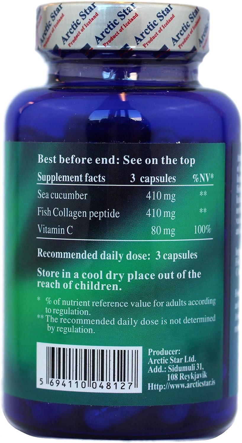 Icelandic Marine Collagen Peptides Supplement for Healthy Skin, Hair, and Nails - 90 Capsules - Joint Pain Relief and Immune System Support