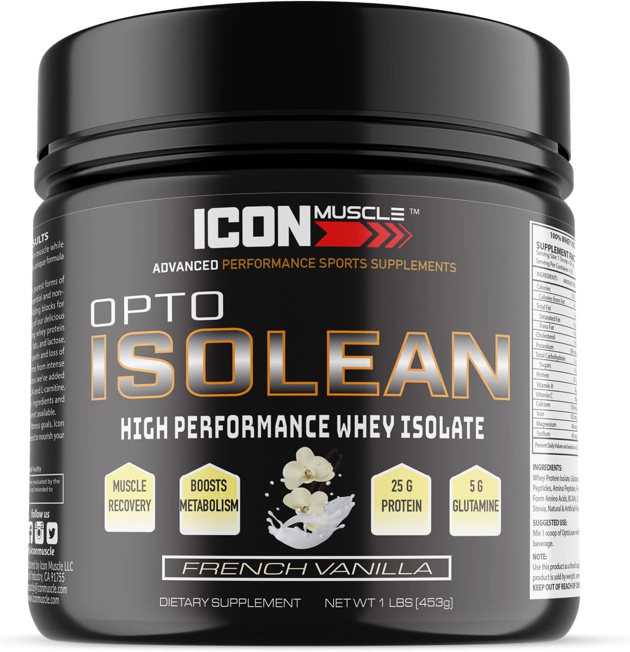 Icon Muscle Isolean Whey Protein Isolate Powder Variety Pack - 7 Flavors - 1 Pound Each (Vanilla)