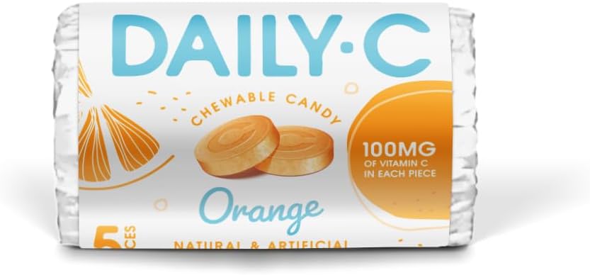 Iconic Candy Orange Chewable Vitamin C Candy - 100MG of Vitamin C per Piece - 5.3oz Bag