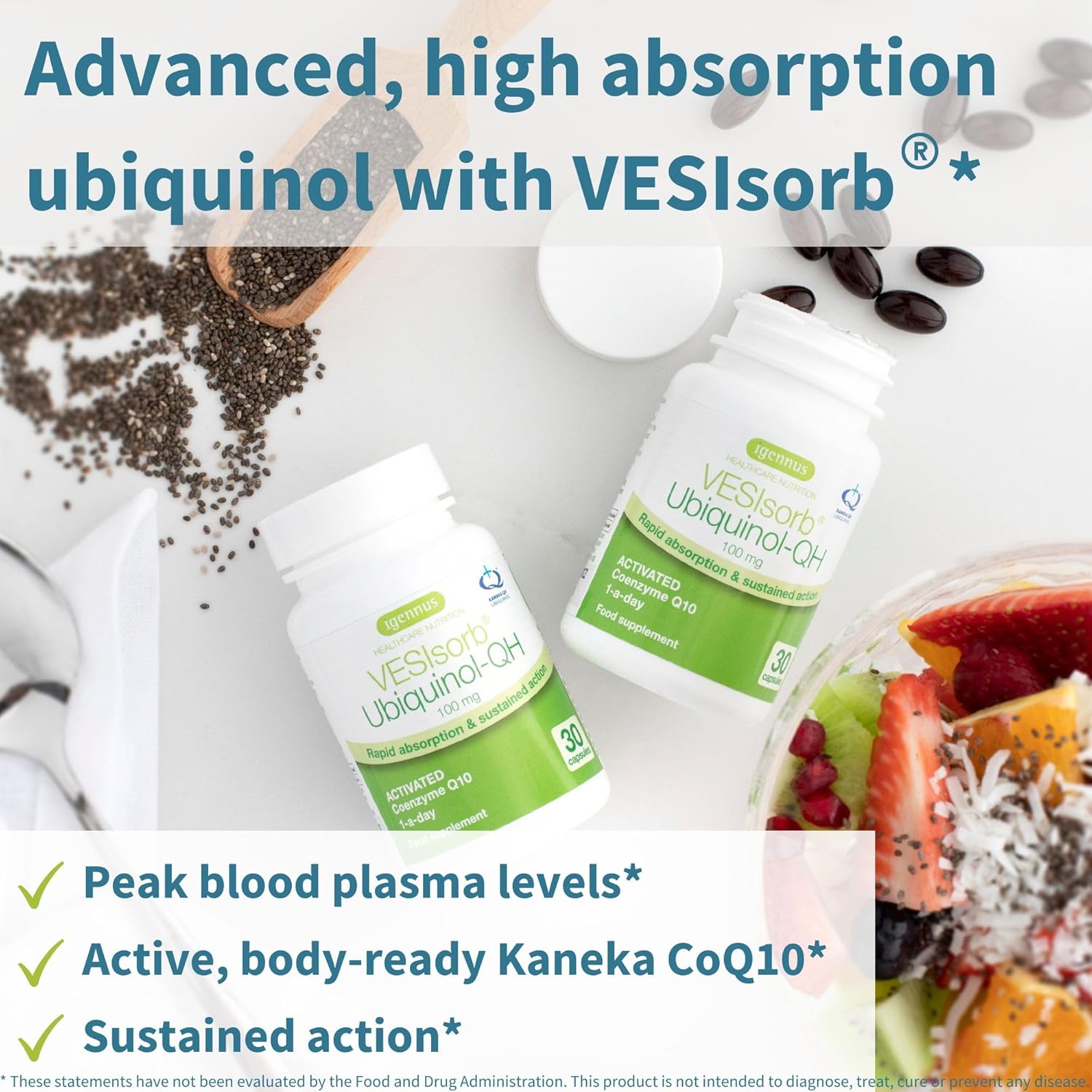 Igennus Healthcare Longvida Curcumin 500mg + VESIsorb Ubiquinol-QH CoQ10 100mg Bundle - Advanced Bioavailable Formula by Igennus