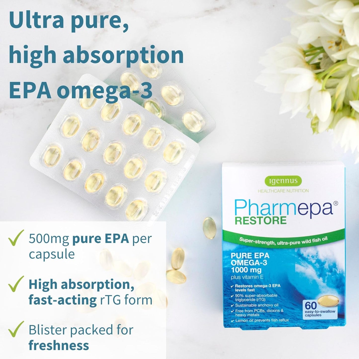 Igennus Healthcare Nutrition Bundle: Pharmepa Restore & Longvida Lipidated Curcumin - 1000mg Pure EPA Omega-3 Fish Oil & Bioavailable Curcumin
