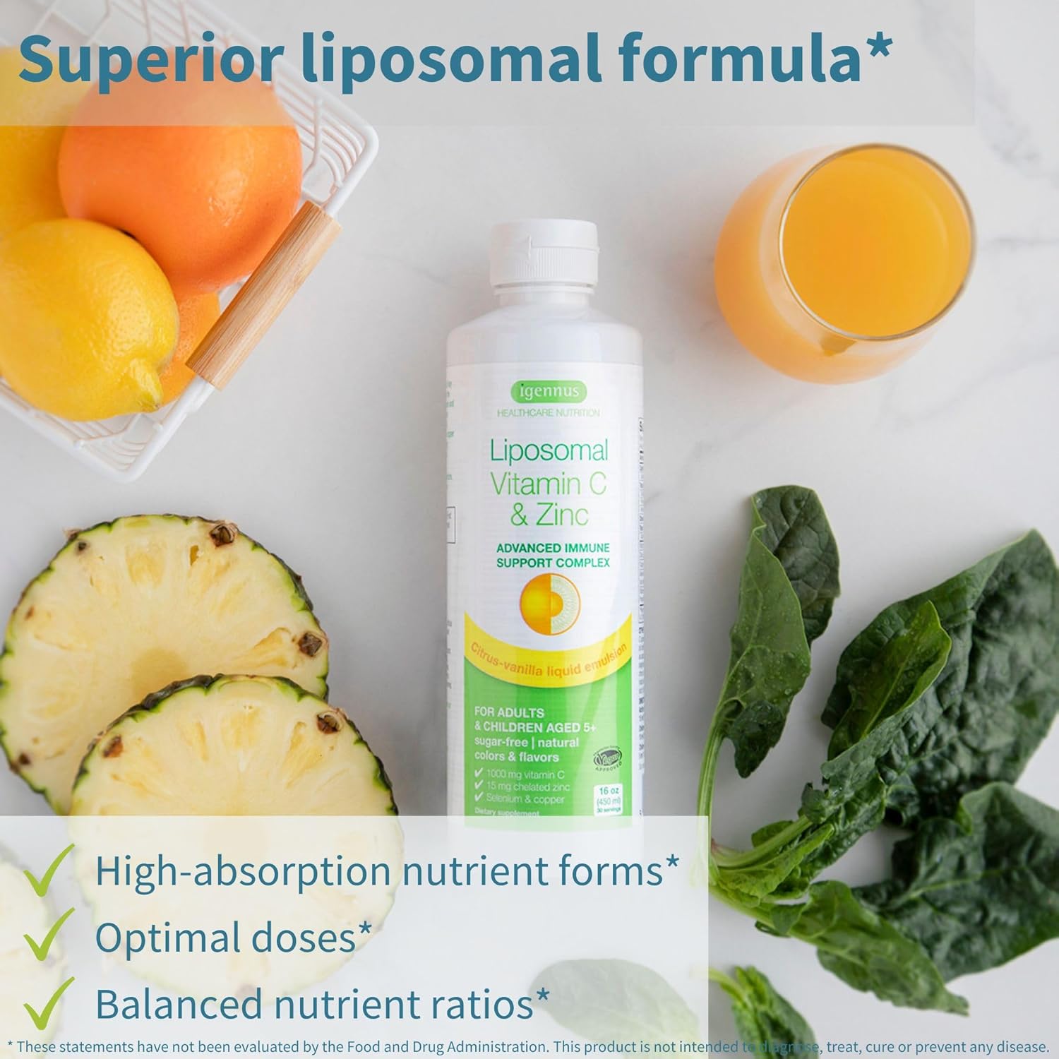 Igennus Healthcare Nutrition Super B-Complex with Liposomal Vitamin C 1000mg and Zinc Bundle for Immune Support