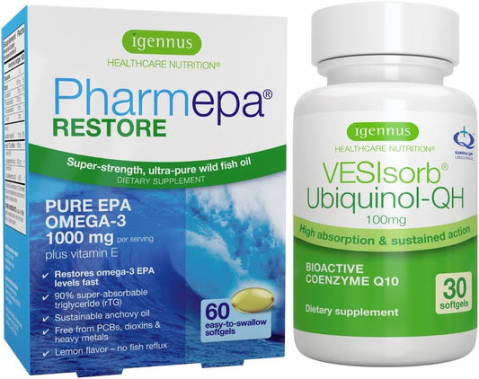 Igennus Heart Health Bundle: Pharmepa Restore EPA & VESIsorb Ubiquinol-QH CoQ10 by Igennus Healthcare Nutrition