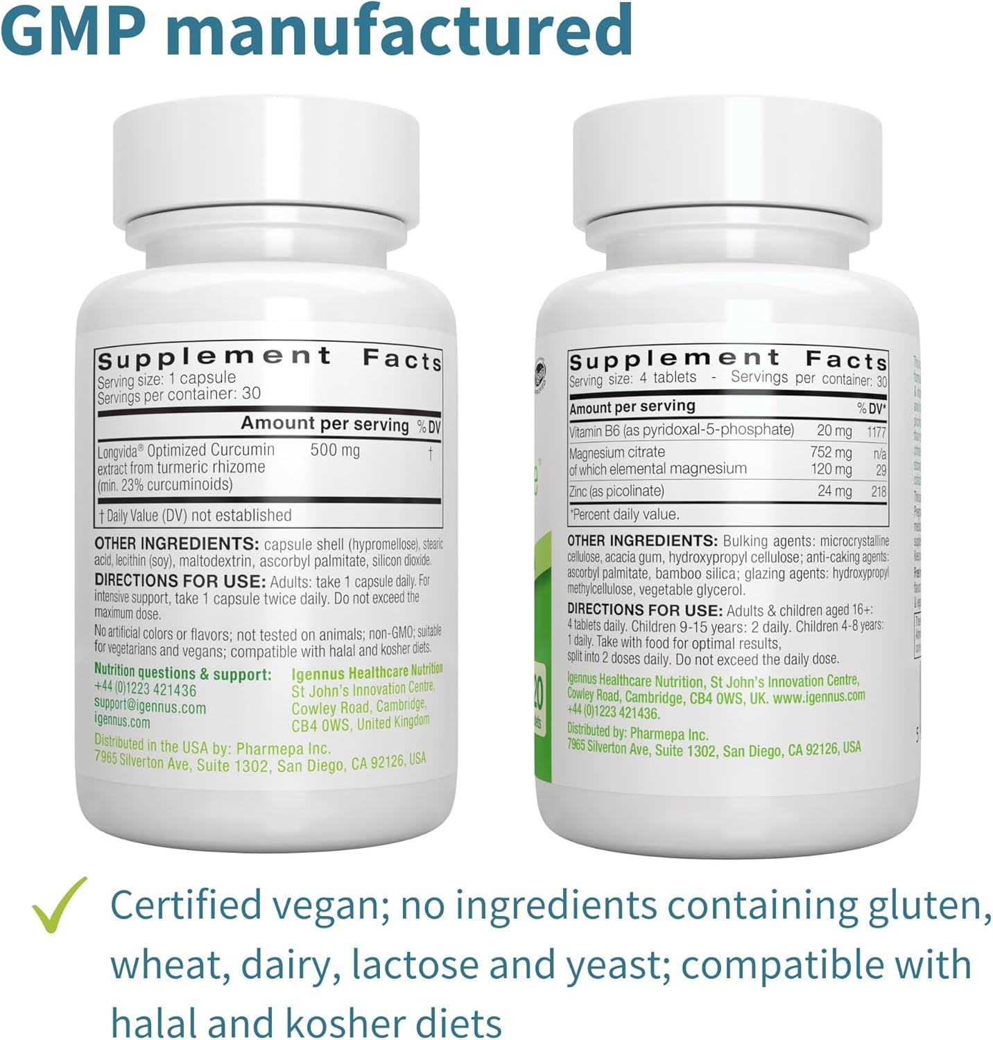 Igennus Longvida Curcumin 500mg + Neurobalance Zinc Magnesium B6 Bundle - High Absorption, Vegan, Bioavailable Formula