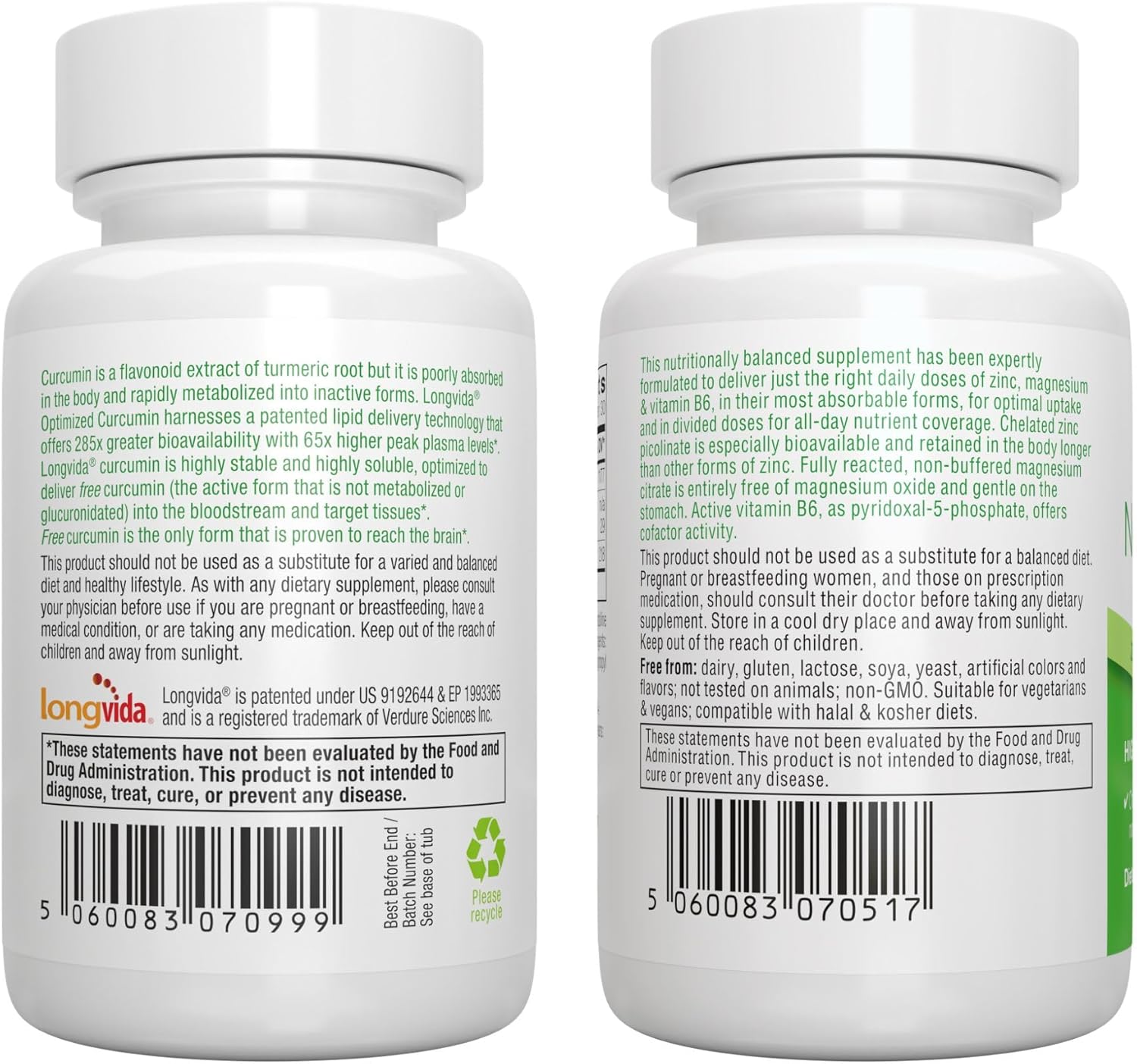 Igennus Longvida Curcumin 500mg + Neurobalance Zinc Magnesium B6 Bundle - High Absorption, Vegan, Bioavailable Formula