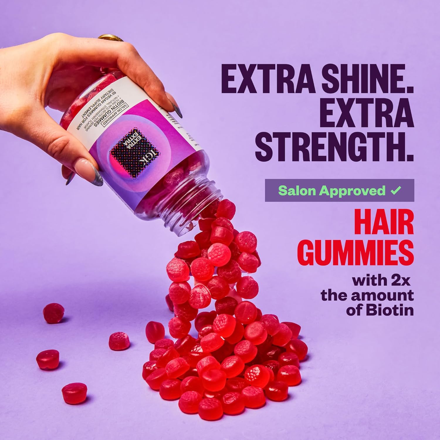 IGK Biotin Gummies - Extra Strength Formula for Hair, Skin, and Nails