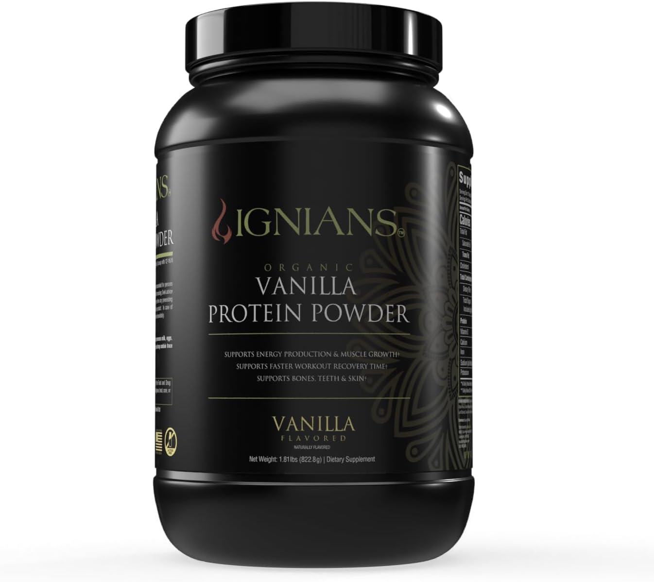 Ignians Organic Plant-Based Protein Powder - Pea Blend | 26.5g Protein | Less than 5g Carbs | Vegan Friendly | Lactose Free | Vanilla Flavor | Ideal for Shakes, Smoothies, and Baking