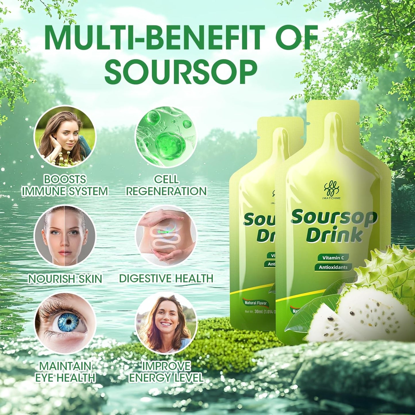 iMATCHME Soursop Graviola Liquid Drops - Cell Support, Immune Boost, Digestive Health