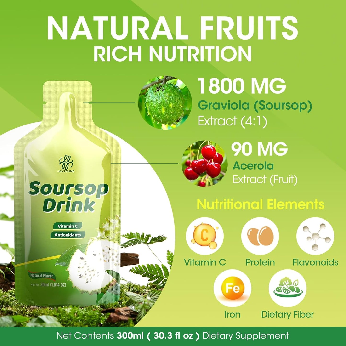 iMATCHME Soursop Graviola Liquid Drops - Cell Support, Immune Boost, Digestive Health