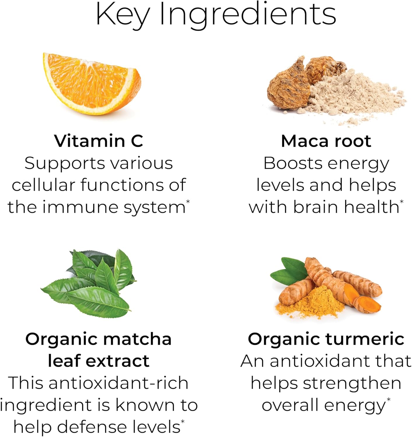 Immune Booster Energy Supplement with Vitamin C, Maca Root, Turmeric, and Matcha Leaf Extract - Vegan and Gluten Free - 60 Capsules