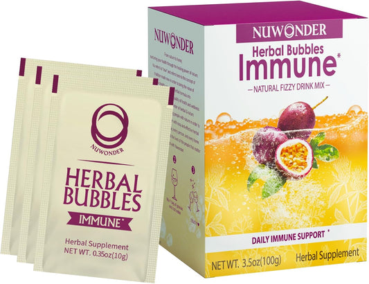 Immune Boosting Fizzy Drink Mix with Astragalus, Ginger, Jujube, Atractylodes, Passion Fruit - 10 Packs + 3 Extra Bags - Herbal Supplement, No Artificial Ingredients