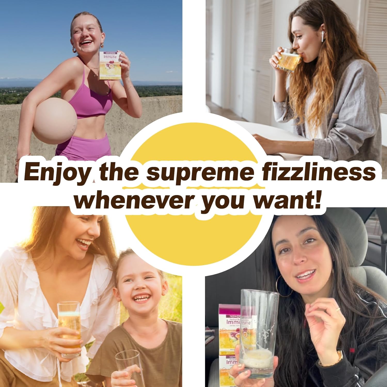 Immune Boosting Fizzy Drink Mix with Astragalus, Ginger, Jujube, Atractylodes, Passion Fruit - 10 Packs + 3 Extra Bags - Herbal Supplement, No Artificial Ingredients