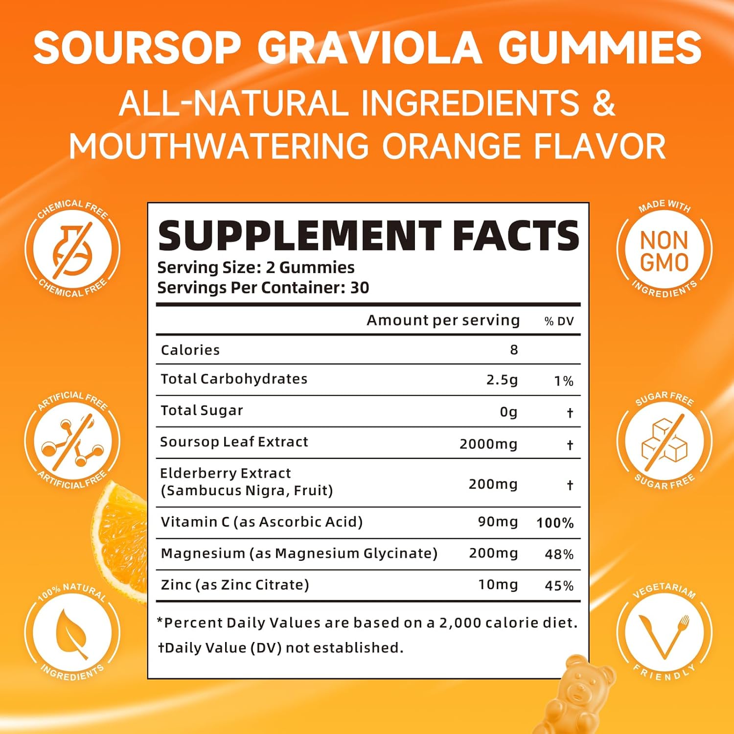 Immune-Boosting Soursop Graviola Gummies with Elderberry - 2000mg Soursop & 200mg Elderberry, Enhanced Vitamin C, Antioxidant-Rich, Gluten-Free & Vegan - 60 Gummies - BoostGo Australia