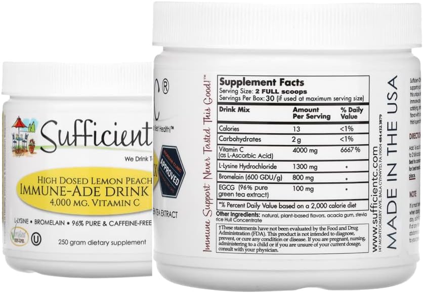 Immune-Boosting Vitamin C and B-12 Pink Lemonade Drink Mix Duo - 250g Vitamin C + High-Dose B-12 & Biotin Formula