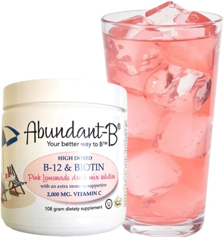 Immune-Boosting Vitamin C and B-12 Pink Lemonade Drink Mix Duo - 250g Vitamin C + High-Dose B-12 & Biotin Formula